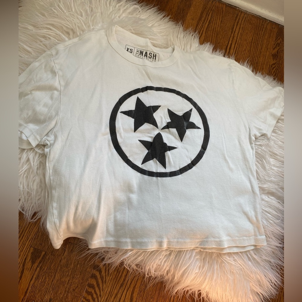 🖤 Nash Collection White + Black Stars Boxy Cropped Tshirt